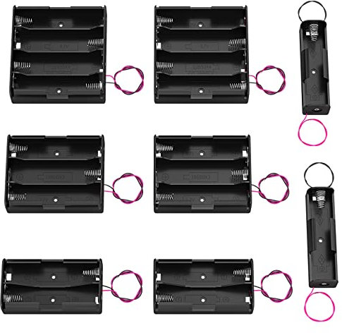 DAIERTEK 18650 Battery Holder with Wire 3.7V,7.4V, 11.1V, 14.8V 18650 Battery Holder Box 2 for Each Type -Total 8Pcs
