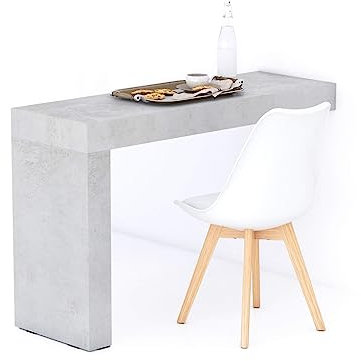 MOBILI FIVER, Evolution Esstisch 120 x 40, Grauer Beton, mit einem Bein, Made In Italy