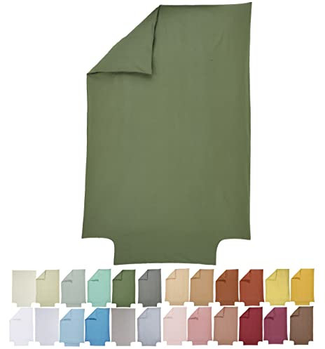 P'tit Basile - Baby Bettbezug für 75x120 cm 80x120 cm Bettdecke - 100% Bio-Baumwolle schadstoffgeprüft - 57 Fäden - Khaki Grün- Ideal Babybett 60x120 cm o 70x140 cm - Wiege Tragetasche Körbchen