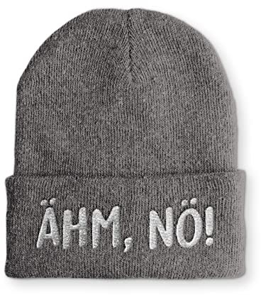 tshirtladen Ähm, Nö! Mütze Statement Beanie Mütze mit lustigem Spruch, Farbe: Grau