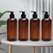 DOUSELLA 4 Stück 500ml Pumpspender Braun Kunstoff Seifenspender Leere Lotionspender Shampoo Flaschen zum befüllen Duschgelspender Plastik Shampoo Spender nachfüllbare Pumpflaschen für Lotionen Shampoo