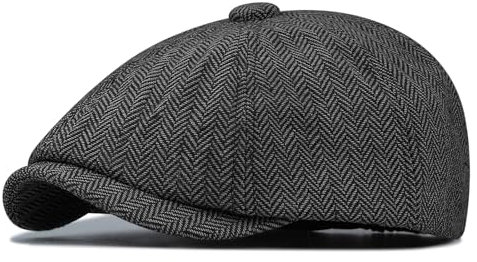CLAPE Shelby Mütze Herren Tweed Baskenmütze 8 Panel Schiebermütze Herringbone Newsboy Cap Gatsby Flatcap Schirmmütze