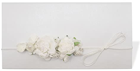 Decoraparty Enveloppe porte-argent pour mariage, porte-argent avec carte cadeau pour marié, marié, baptême, communion, cérémonie de vœux 10,5 x 19,5 cm - Blanc