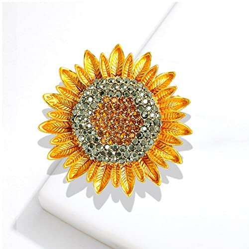 vepoty Luxuriöser Strassstein Sonnenblumenbroschen Stecknadel Pflanze Broschen Frauen Party Schmuck Geschenkkleidung Abzeichen Accessoires