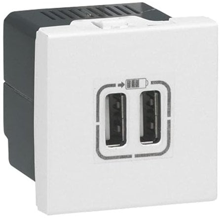 LEGRAND - Chargeur 2 USB MOSAIC type-A 2,4A 2 modules 230V blanc - LEGRAND - 077594
