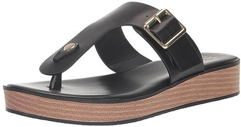 EVANS Damen Sandale Wedge Wanda, Schwarz, 42.5 EU Weit
