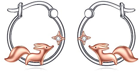 Fuchs Ohrringe für Damen 925 Sterling Silber Fuchs Creolen Ohrringe für Mädchen Kinder Schmuck Geschenk