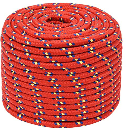 Homgoday Cuerda náutica roja de 12 mm 25 m de polipropileno, cuerda náutica, cuerda de trabajo, cuerda multiusos para actividades al aire libre, cuerda náutica, cuerda multiusos