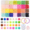 CoKeeSun 2100 Pezzi Perline per Braccialetti Colorate, 6mm Perline per Bigiotteria fai da te, 28 colori Perline per Braccialetti Adulti con Fori, Perline per Collane con 2 Filo Elastico e 1 Forbici