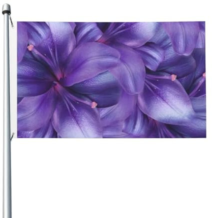 Violette Lilien-Flagge, 90 x 150 cm, für den Außenbereich, doppelseitig, Gartenflaggen, Willkommensflaggen, Banner, Dekoration für Hof, Veranda, Rasen
