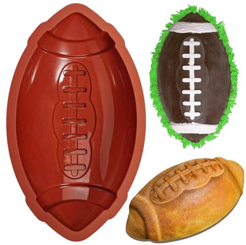 Webake Football Cake Pan 11 Inch Nonstick Football Shaped Silicone Mold for Baking, 3D Breakable Chocolate Mold, Sports-Themed Party
