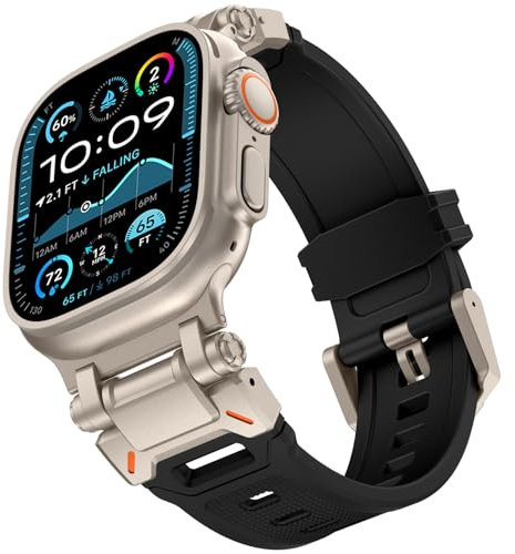 KADES 49mm 46mm 45mm 44mm 42mm(series 3 2 1) für Apple Watch Armband,TPU Robustes Sport Silikon Armband für iWatch ultra 2/Ultra, Series 10/9/8/7/6/SE/5/4/3/2/1,Titan/Schwarz