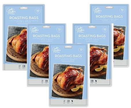 5 X 10 PK ROASTING BAGS OVEN AND MICROWAVES SAFE FOR JUICY MEAT 250mm x 380mm