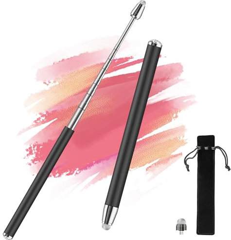 iMoebel Stylet Tactile télescopique jusqu'à 100 CM, Stylet Extensible pour écrans tactiles capacitifs, Moniteur PC, tablettes, présentations, pointeur pour Enseignants, Enfants, étudiants, Noir