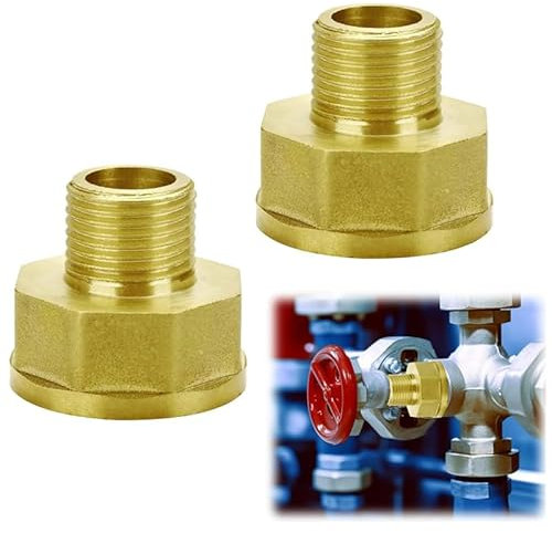2 Stück Messing Reduzierstück Erweiterung 1 Zoll auf 1/2 Zoll Messing Fitting Doppelnippel AG IG Muffennippel Reduziert 1 Zoll auf 1/2 Zoll Reduzierung für Rohranschluss