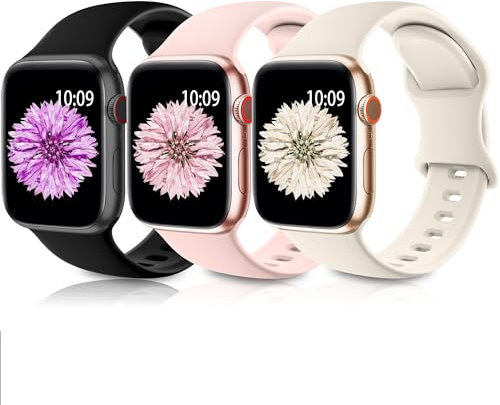 Higgs 3 Pezzi Cinturini Compatibile con Cinturino Apple Watch 40mm 41mm 38mm 42/44/45/46mm Ultra 2 49mm Donna Uomo, Bracciale Sportivo Silicone Morbido per iWatch Series (42mm 10)9 8 7 SE 6 5 4 3 2 1