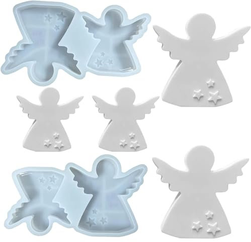 2 Stück 3D Silikonformen Gießformen-silikonform engel, Giessform Silikon, Gießform Engel Epoxidharz Silikonformen, Kerzenform, Gießform, Backform, Giessform Silikon Frühling für Tortendeko (A2)