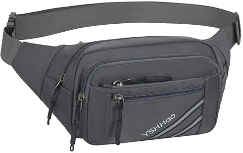 YSHHao Bauchtasche Herren Damen Gürteltasche Wasserdicht Hüfttasche für Outdoor Reisen Sport Wandern Joggen Hundespaziergänge Grau