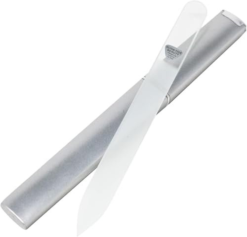 Lima de Uñas de Vidrio Bona Fide Beauty con Estuche – Fortalece, Endurece y Embellece tus Uñas – Vidrio Templado Checo para Manicura de Alta Calidad – Acabado Suave y Profesional