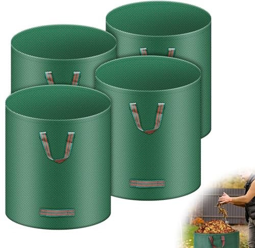 Rubessia 4x Sacs de Jardin Indéchirables, 272L Sac Jardinage Déchets, Autoportant, Big Bag avec Poignées, Étanche, Pliable et Réutilisable, Sac Végétaux Jardin 150 g/m²