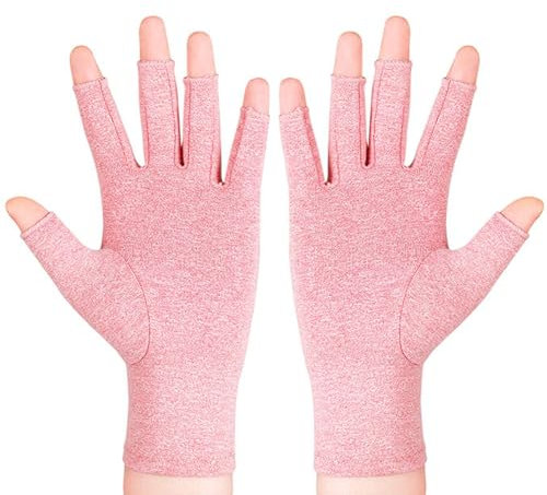 Tolenre Guanti Da Uomo E Da Donna Contro L'artrite, Guanti Da Donna Per La Palestra, Guanti Unisex Traspiranti A Mezze Dita, Leggeri E Resistenti, Per l'allenamento Sportivo e Il Ciclismo (rosa)