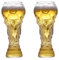 NOAFUNZO Lot de 2 tasses à bière en verre de coupe du monde, tasses à bière Hercules créatives en verre de grande capacité en forme de trophée de football, pour la coupe du monde, les fournitures de
