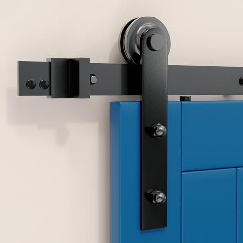 SKYSEN Schiebetür Komplettset 304cm Schiebetürbeschlag für Schiebetürsystem mit Bodenführung, Langlebige Schiebetür Schiene Perfekt Raumspart Raumtrenner für 1 Innentüren, Zimmertür, Holztür