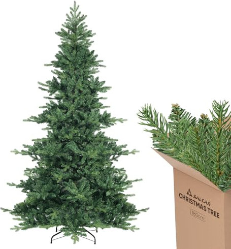 SALCAR Albero di Natale artificiale, 180 cm, albero di Natale artificiale, PVC e PE, sistema di schermatura pieghevole, alberi di Natale artificiali, φ115 cm di diametro