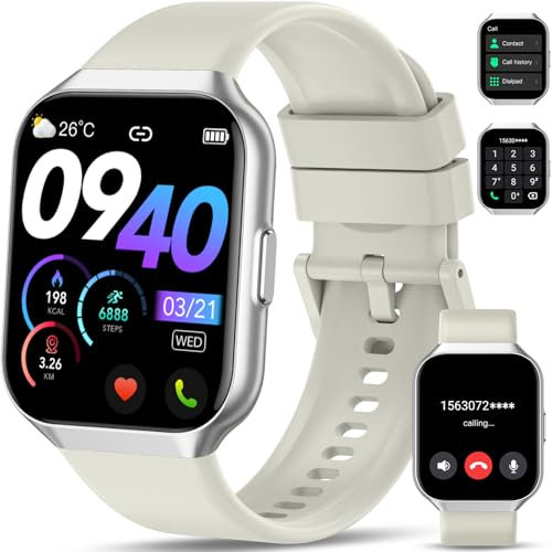 QCOQ Smartwatch Herren Damen mit Telefonfunktion, 1.96 Fitnessuhr Damen, 110+Sportmodi IP68 Wasserdicht Sportuhr, Smart Watch mit Herzfrequenz, SpO2, Schrittzähler, Schlafmonitor,Uhr für iOS/Android