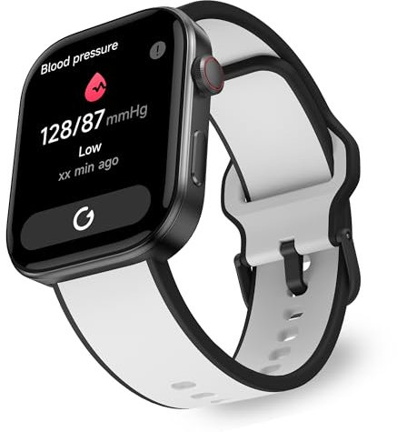 OCTANDRA Beyond VeryFit Smart Watch for Men Women 1.99 AMOLED Screen AI Voice 3ATM Fitness Tracker Watch Heart Rate/Blood Pressure/Oxygen Saturation/Stress/Step/Sleep Monitor (GTX12) (Black & White)