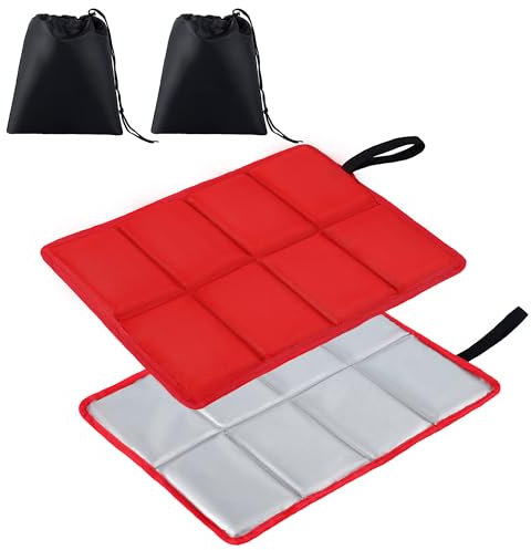 WUFANC 2er Pack Sitzkissen Outdoor, Thermo Sitzkissen Faltbar, wasserdichte, Maschinenwaschbar, Sitzunterlage Outdoor mit 2 Aufbewahrungstasche, für Camping, Picknicks, Angeln (Rot)