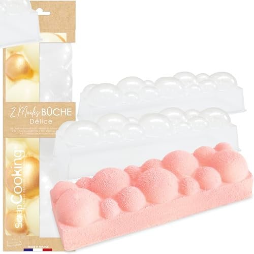 ScrapCooking - 2 Moules à Bûche de Noël « Délice » - 2 Moules PVC Semi-rigides & Réutilisables - Longueur 30 cm - Accessoires Pâtisserie Bûche Nuage - Avec Recette - 1962