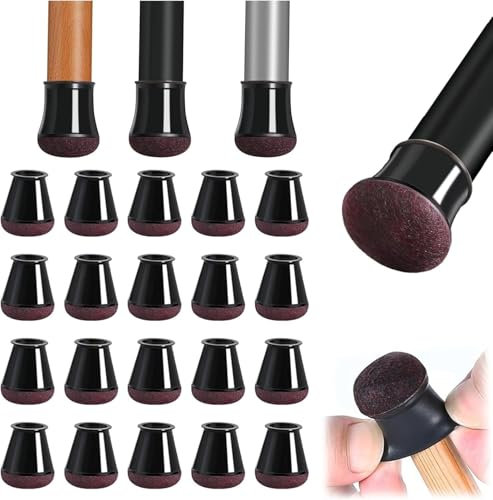 20Pcs Chair Leg Floor Protectors, 14-20mm Furniture Pads Hardwood Floor Protectors Silicone Integrated Chair Foot Covers Caps with Felt Bottom Black Chair Leg Caps Soft Table feet Cover Reduce Noise
