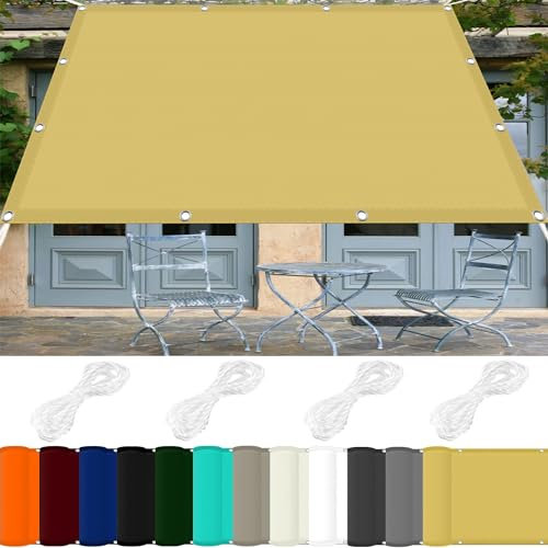 Lona de sombra para camping, 1 toldo de poliéster duradero de 8,5 m con 98% de bloqueo UV, ideal para exteriores, jardín, patio, color crema