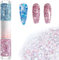 Double-Head Glitter Nail Polish Set - Quick-Drying, Long-Lasting, No-Bake Formula for Women's DIY Nail Art and Manicures. Perfect for Home Use, Glitter Blue+Glitter Pink