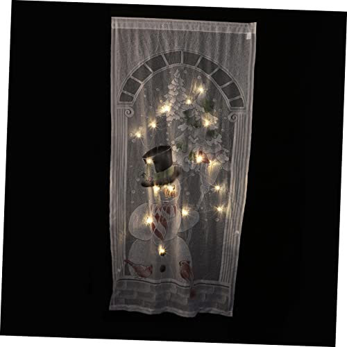 KITANDOVE Weihnachts- -Vorhang- Weihnachts-Stil Festival-Szene- Leuchtender Spitzenvorhang Ornament Handwerkskunst 1 Set -Szene-