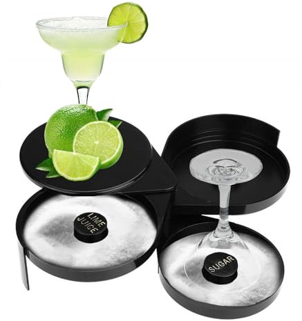 Margarita Salt Rimmer Set,3 Tier Bar Glass Rimmer,Margarita Salt Sugar Cocktail Rimmer,Plastic Sugar and Salt Rimmer Box with Sponge for Cocktail Bartender Tool Cocktail Rim Tray(ABS Plastic)