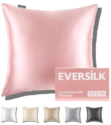 Taie d'oreiller en Soie Naturelle de mûrier: Soin des Cheveux et de la Peau - 100% Soie 22 Momme des Deux côtés - pour des Nuits Confortable et Douces Certifié Oeko-TEX® 1 Pièce Rose 65 x 65 cm