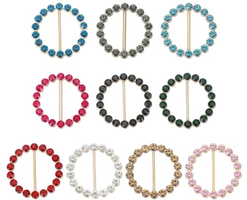 PATIKIL Seiden-Schal-Ring-Clip, glitzernd, Strass, T-Shirt-Clips, Krawatte, Taille, geknotete Schnalle, Metall-Kreisschnallen für Damen, modische Schals, Hut-Dekor, Wickelhalter