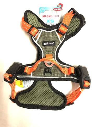 Petlando MAGNETECH Outdoor-Hundebrustgeschirr Orange/Olive XS (Halsumfang 30-44 cm, Brustumfang 38-46 cm)