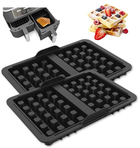 YZROHYI 2 Pièces Moule Silicone Gaufre Air Fryer,Moules à Gaufres Belges Empilables,Insert de Gaufres Compatible avec Ninja AF300 AF400EU AF451EU et AF500DE,Moule à Gaufres Cuisson Réutilisable