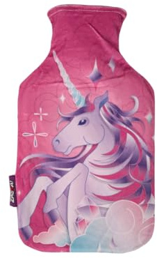 My Sweety Pop Bouillotte eau chaude avec housse peluche pour enfant Licorne | Caoutchouc naturel Vacances 33 cm 1 5 l