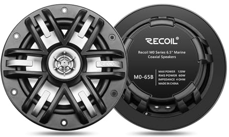 RECOIL M065-B Haut-parleurs Coaxiaux Marins 16,5cm (6.5) Étanches Hi-FI | 240W Max, 120W RMS, 4 Ohms, Résistant UV, Tweeter Néodyme – Paire pour Bateau, UTV, ATV, Jet Ski