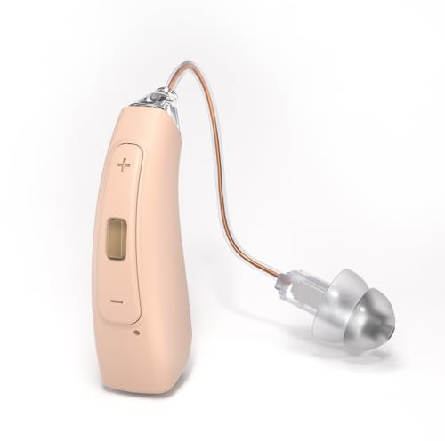 Dispositivo de sonido 32 Canales - Dispositivo de sonido Digital Recargable Inalámbrico con Reducción de Ruido, 30 Horas de Autonomía, Diseño Invisible y Ligero, Ajuste de Volumen, Caqui