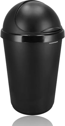Poubelle 50 L - Poubelle Cuisine, Salle de Bain, & Plus - Corbeilles à Papier en Plastique avec Couvercle Coulissant - Poubelle Intérieur (Noir)