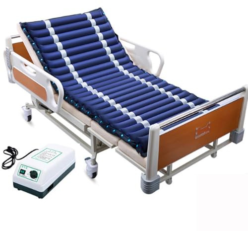 AmphaDeco Materasso Antidecubito,Materasso Antidecubito Ad Aria per Anziani,Materassino Antidecubito A Pressione Alternata con Compressore Silenziato,Portata 200kg,Navy Blue,0.9m