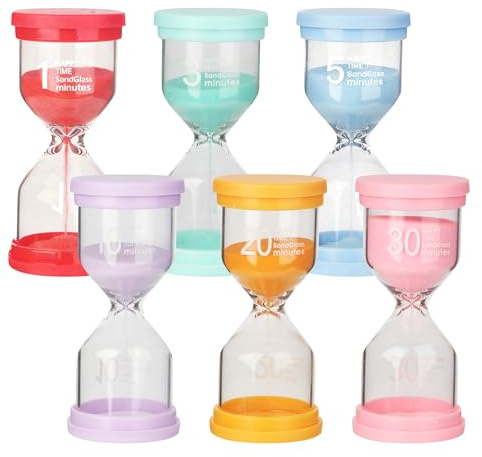 6 Stück Bunter Sanduhren für Kinder, Macaron-Farben, Buntes Sanduhren Set 1/3/5/10/20/30 Minuten,Zeitmesser Sanduhren für das Leben der Kinder,Lernen,Spiel Timing,Kreative Geschenke