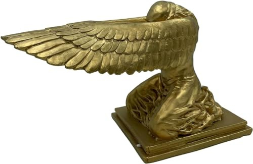 Innovadora estatua de ángel de arca decorativa, estatua de resina, estatua con acabado dorado para accesorios de cine en interiores y exteriores, estatua de ángel arrodillado