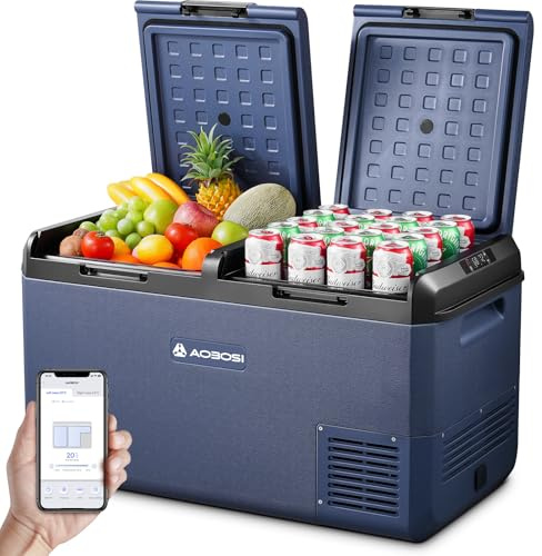 AAOBOSI Kompressor Kühlbox 75L IPX4 Wasserdicht,-20°C bis 20°C, 12V 230V | IPX4 wasserdicht, Kompressor-Kühlbox -20°C bis 20°C, LED Display, 12V 24V 230V AC, für Auto LKW Boot Camping