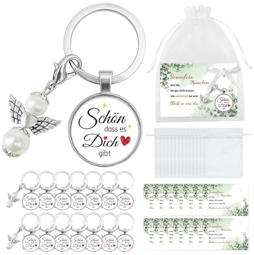 Epaing 15 Stück Schlüsselanhänger Schön dass es Dich gibt Geschenke, Schutzengel Schlüsselanhänger Kleine Geschenke für Hochzeit, Schutzengel Anhänger Geschenk Freund, Kollegin Erzieher Gastgeschenk